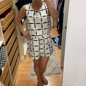 White & black windowpane J.O.A. Romper NEVER WORN